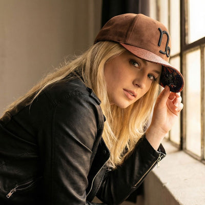 Zodiac Capricorn Curved Cap - Brown Suede & Artificial Leather