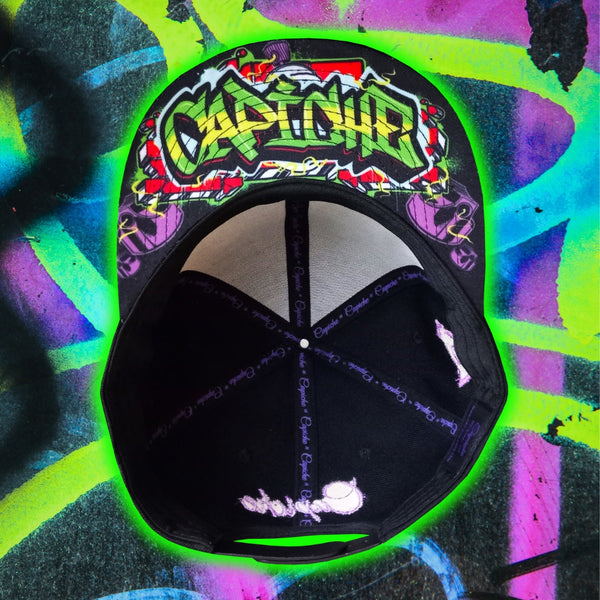 Freestyler Snapback - Black/Green Graffiti Spray