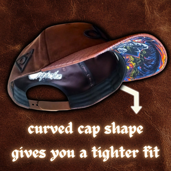 Zodiac Capricorn Curved Cap - Brown Suede & Artificial Leather